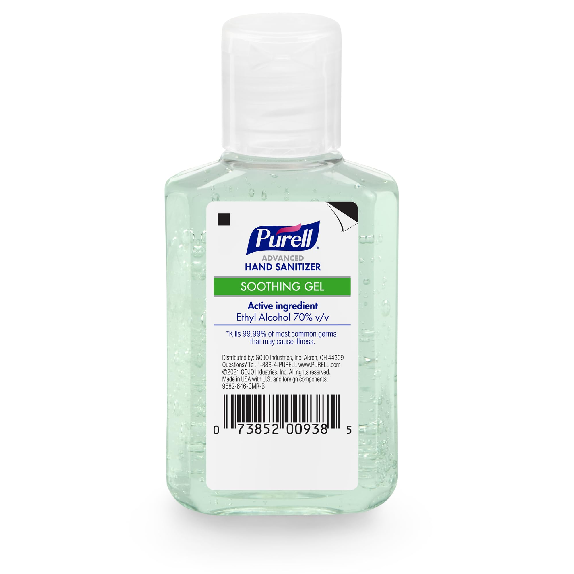 PURELL Advanced Hand Sanitizer Soothing Gel, Fresh Scent, 2 fl oz Travel Size Flip-Cap Bottle (Pack of 6), 3156-04-EC