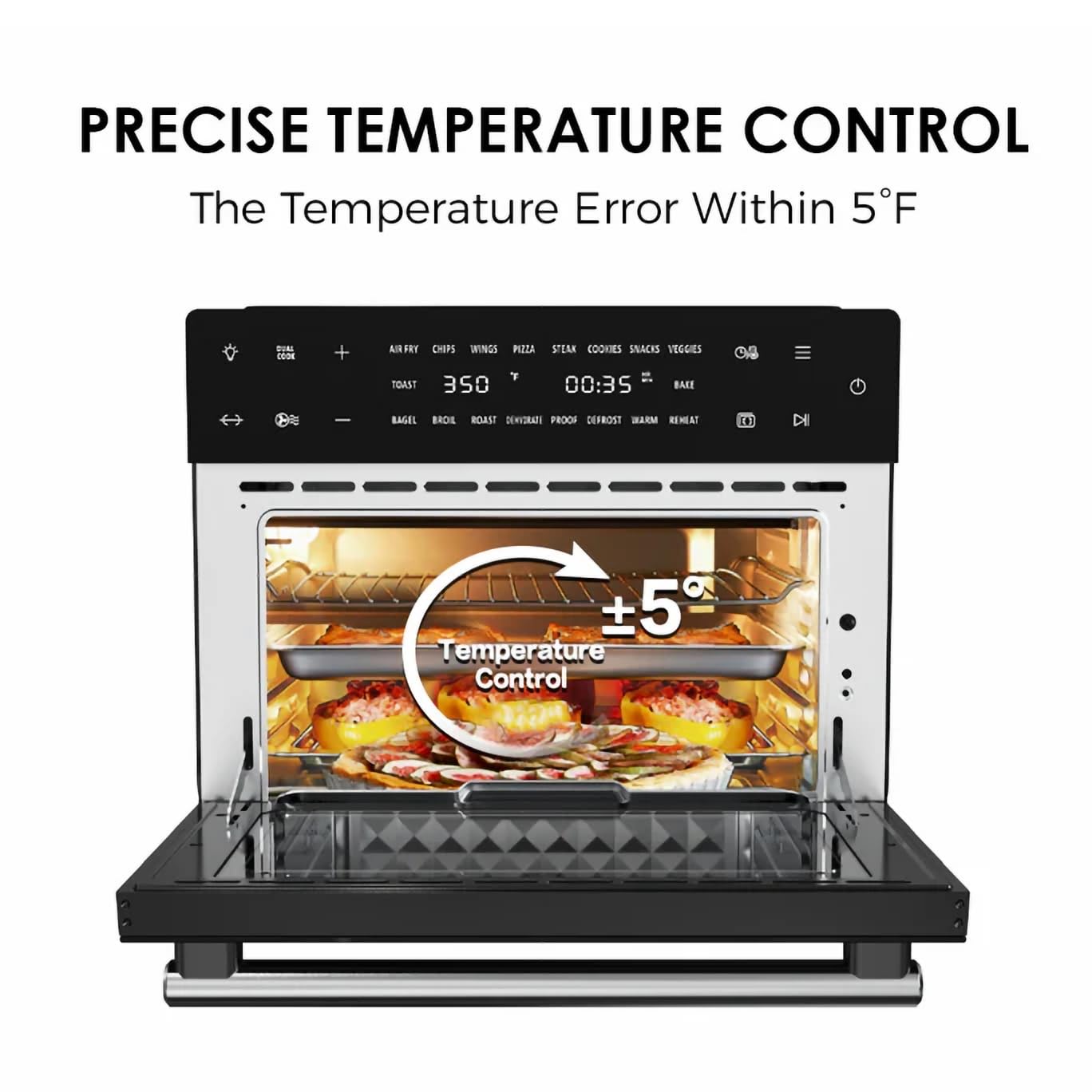 Kitchen in the box 32 QT Extra Large Toaster Oven Air Fryer Combo, 18-in-1 Convection Toaster Oven Countertop with Baking, Dehydrate and Rotisserie, 6 Accessories, 1800W