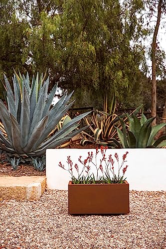 Veradek Corten Steel Series Long Box Planter - Large Rectangular Corten Steel Planter | Naturally Rusting Steel for All-Weather Use | Modern Rustic Décor for Flowers, Tall Plants, Shrubs