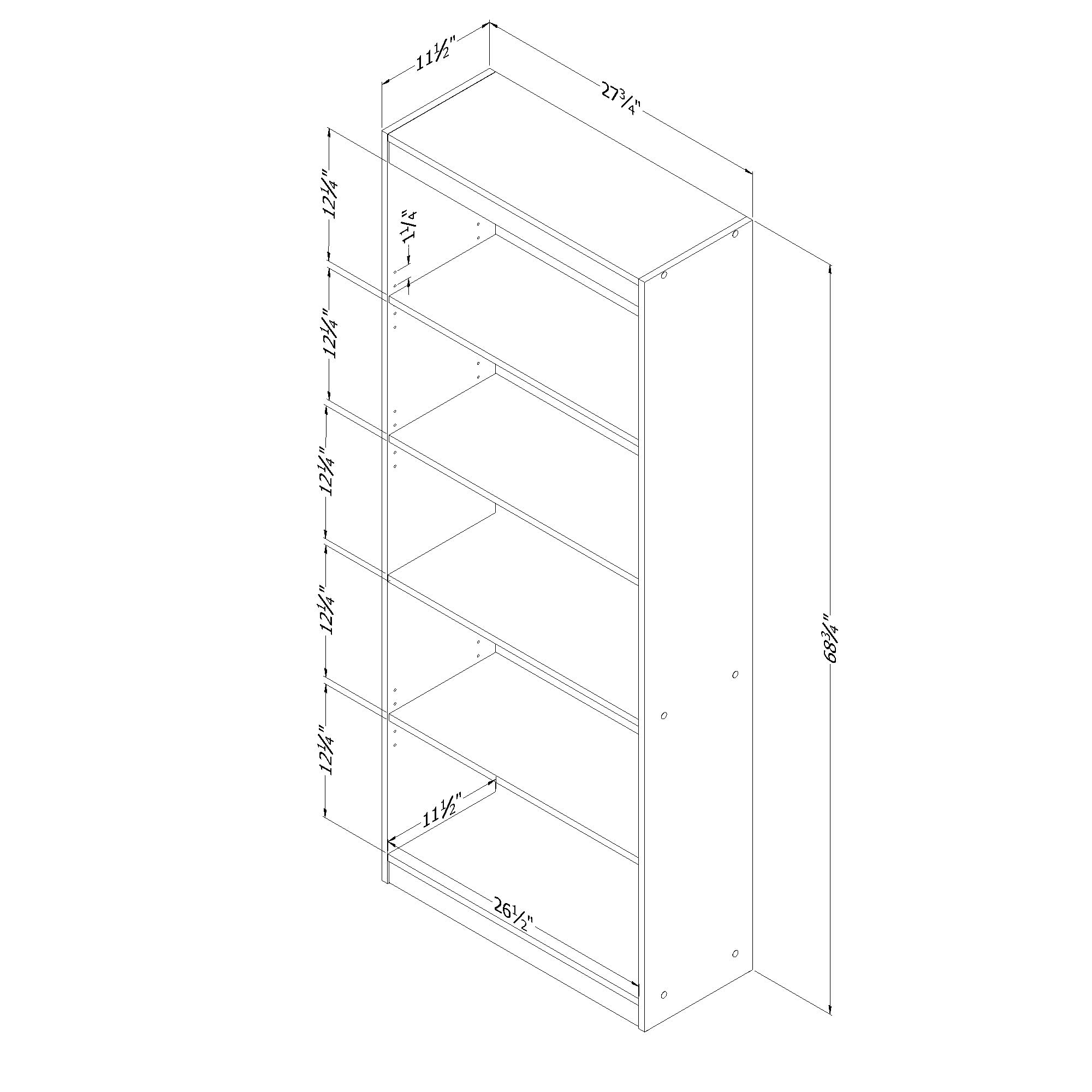 South Shore Axess 5-Shelf Bookcase - Rustic Oak