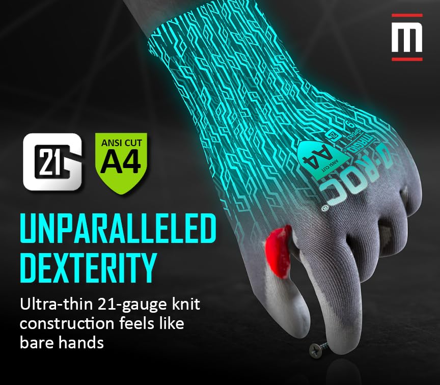 MAGID ROC 21G Ultra-Thin Polyurethane ANSI A4 Coated Work Glove, 1 Pair, Size 6/XS, GPD412