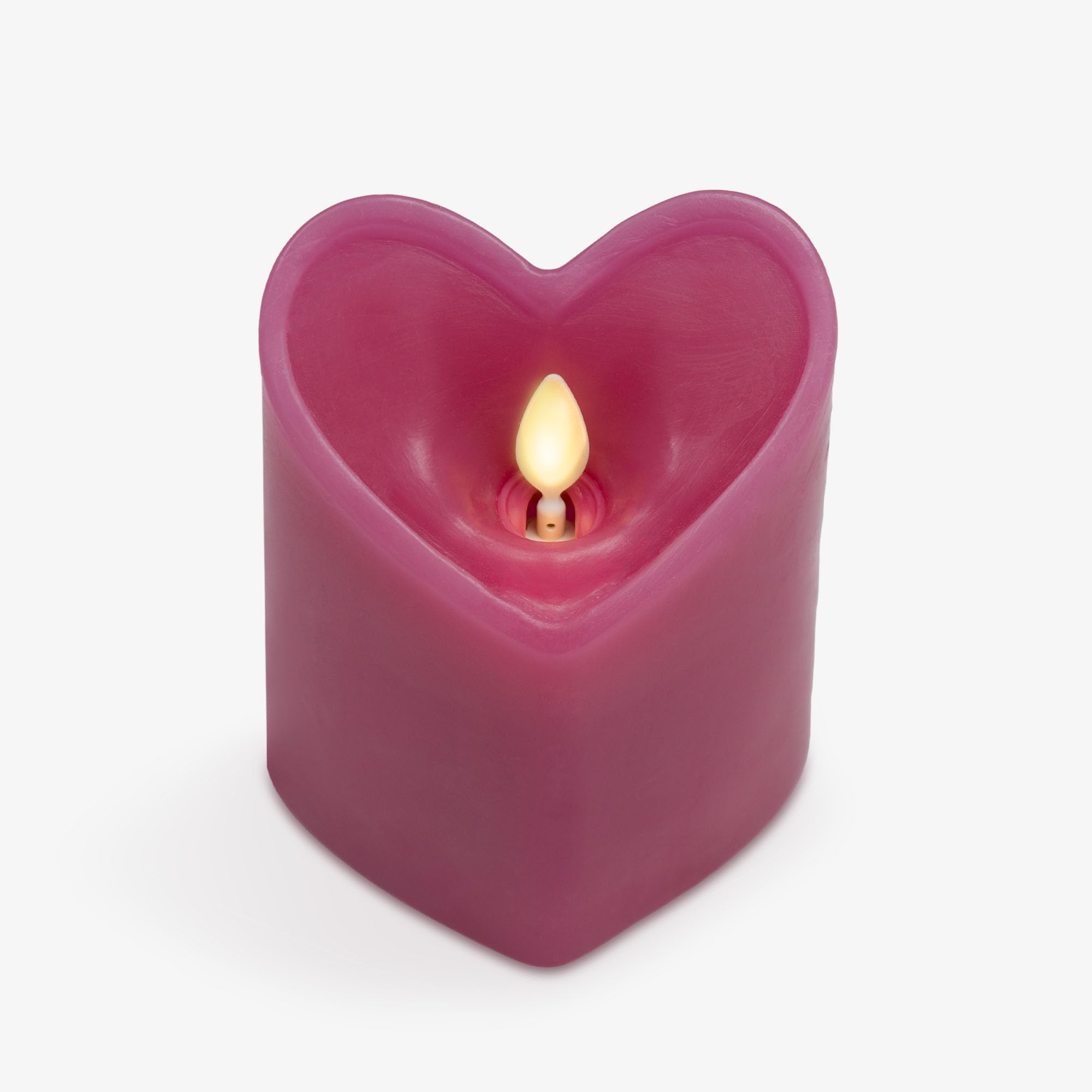 Luminara Raspberry Sorbet Flameless Candle Heart Shaped LED Pillar - 3.5" x 4.5" Valentine's Day Collection