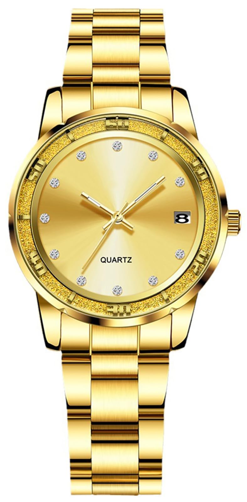 BESTKANG Luxury Women's Watch with Date Classic Stainless Steel Dress Ladies Wrist Watch Luminous Easy Read Waterproof Analog Watches for Women (Gold)