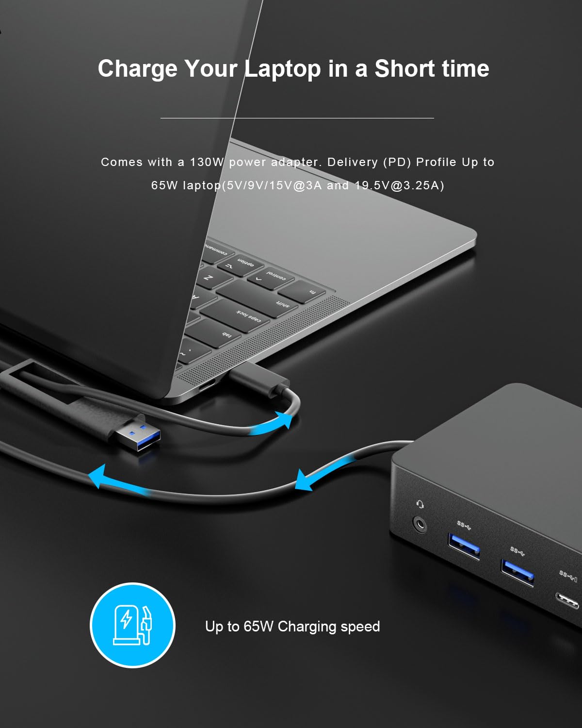 D6000 Universal Docking Station, USB 3.0 and USB C Triple 4K or Single 5K Display Docking Station with Two DisplayPorts and HDMI for Windows and Mac (DP HDMI USB 3.5mm RJ45 DC006)