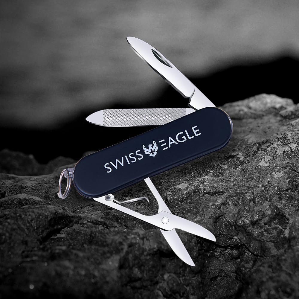 Swiss Eagle Premium Quality Classic Multi-Tool Army Knife - Compact - Tools In Your Pocket - Blac