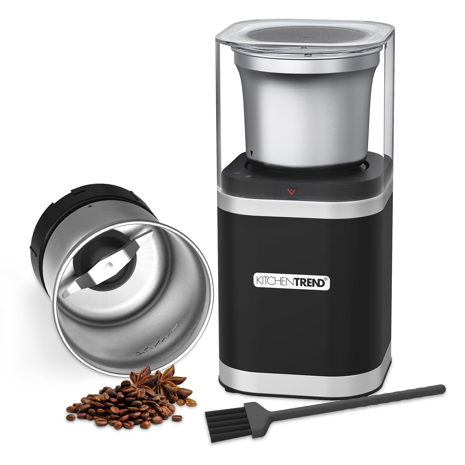 KITCHENTREND Coffee Bean Grinder Electric, Spice/Herb Grinder, Espresso Grinder, Coffee Grinders for Home Use with Removable Stainless Steel Bowl, 12-Cups Coffee Bean Capacity w/Cleaning Brush (Black)