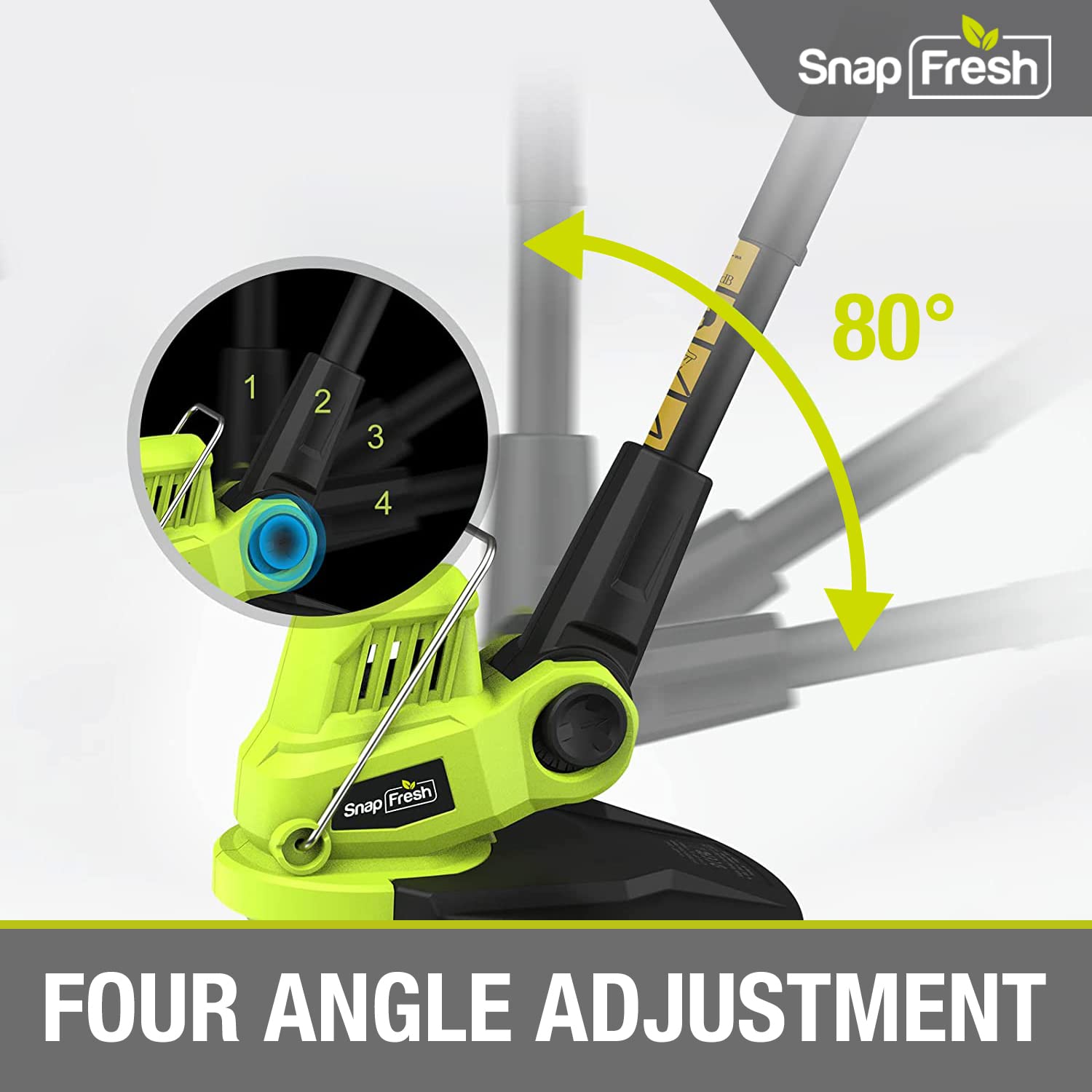 SnapFresh Cordless String Trimmer, 12" Line String Trimmer, 20V Electric Lawn Trimmer with 2.0Ah Battery & Fast Charger for Adjustable Angle Cutting, Lightweight Lawn Edger for Garden Yard