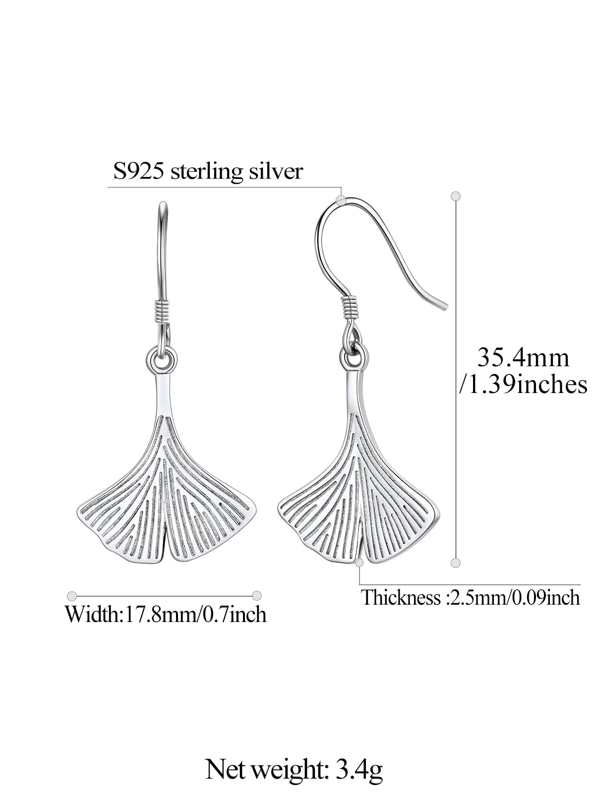 FindChic 925 Sterling Silver Earrings Drop Earrings for Women Cute Ginkgo Leaf Hypoallergenic Fun Earrings Floral Jewelry Gift