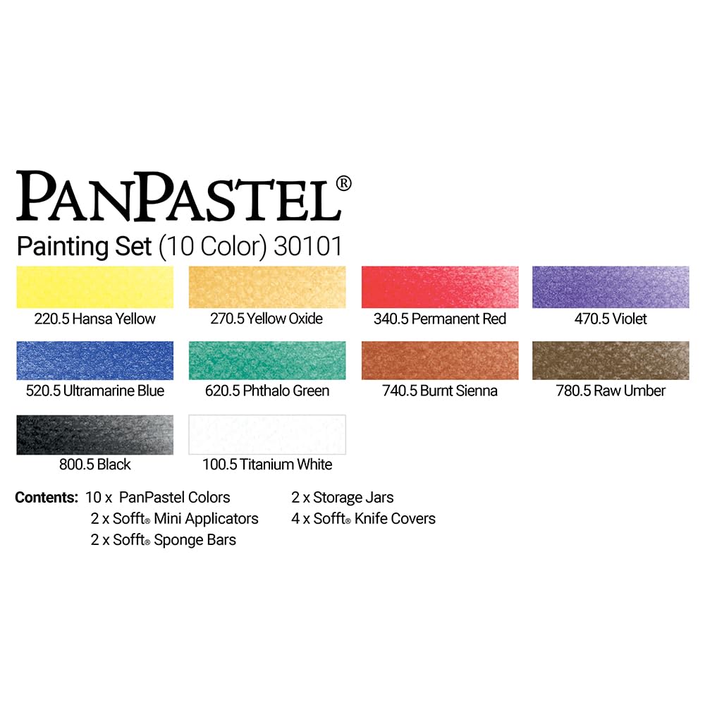 PanPastel Artist Pastels by GOLDEN, Painting Set, 10 Color, Professional Artist Pastels, Unique Pan Format (cake-like)