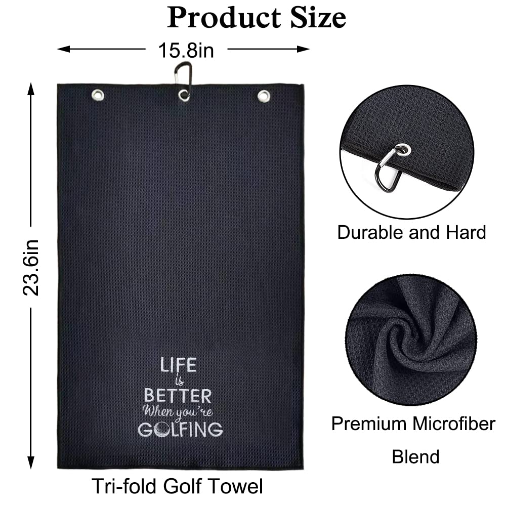 DYJYBMY Life is Better When You're Golfing Golf Towel with Clip Golf Ball Towel for Golf Course Exercise, Golf Gift for Men, Birthday Gifts for Golf Fan, Retired Gifts for Coworker