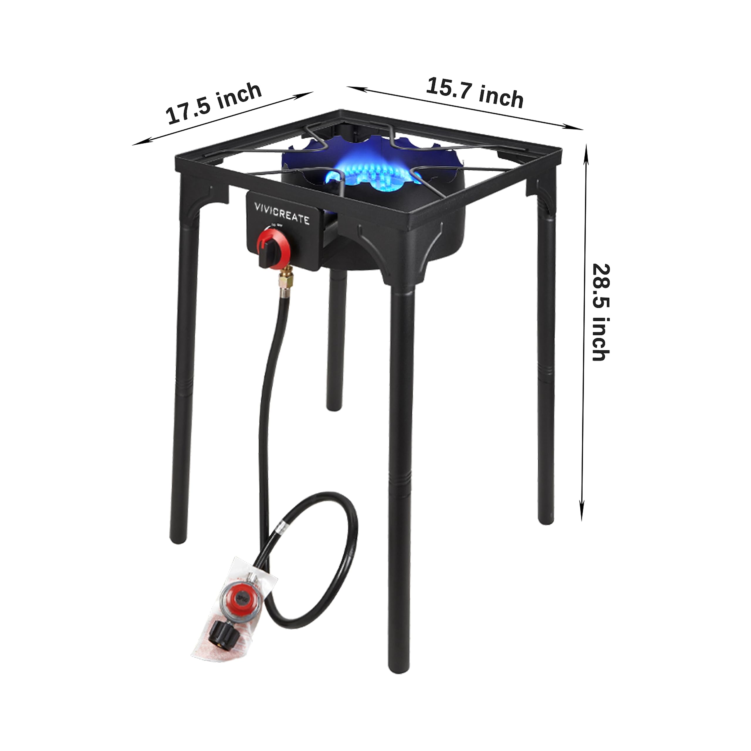 Vivicreate 30000 BTU free standing Outdoor Stove, Side burners,Camping Stove, 0-20 PSIG high pressure stove include CSA listed regulator and gas pipe