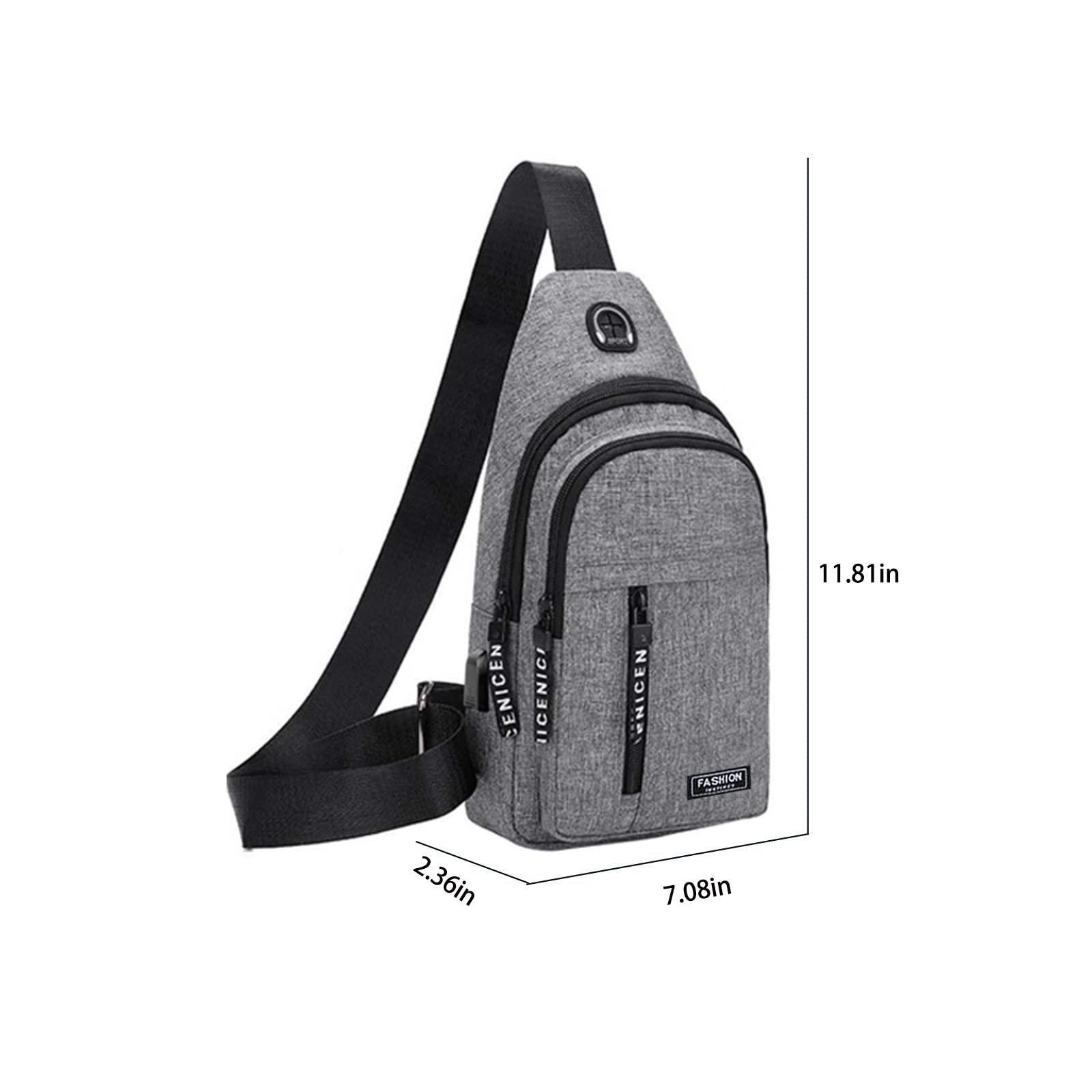 Generic Todays Deals in Clearance, Sling Bag for Women Men, Crossbody Bags, Chest Bag, Sling Backpack with USB Hole, Gray