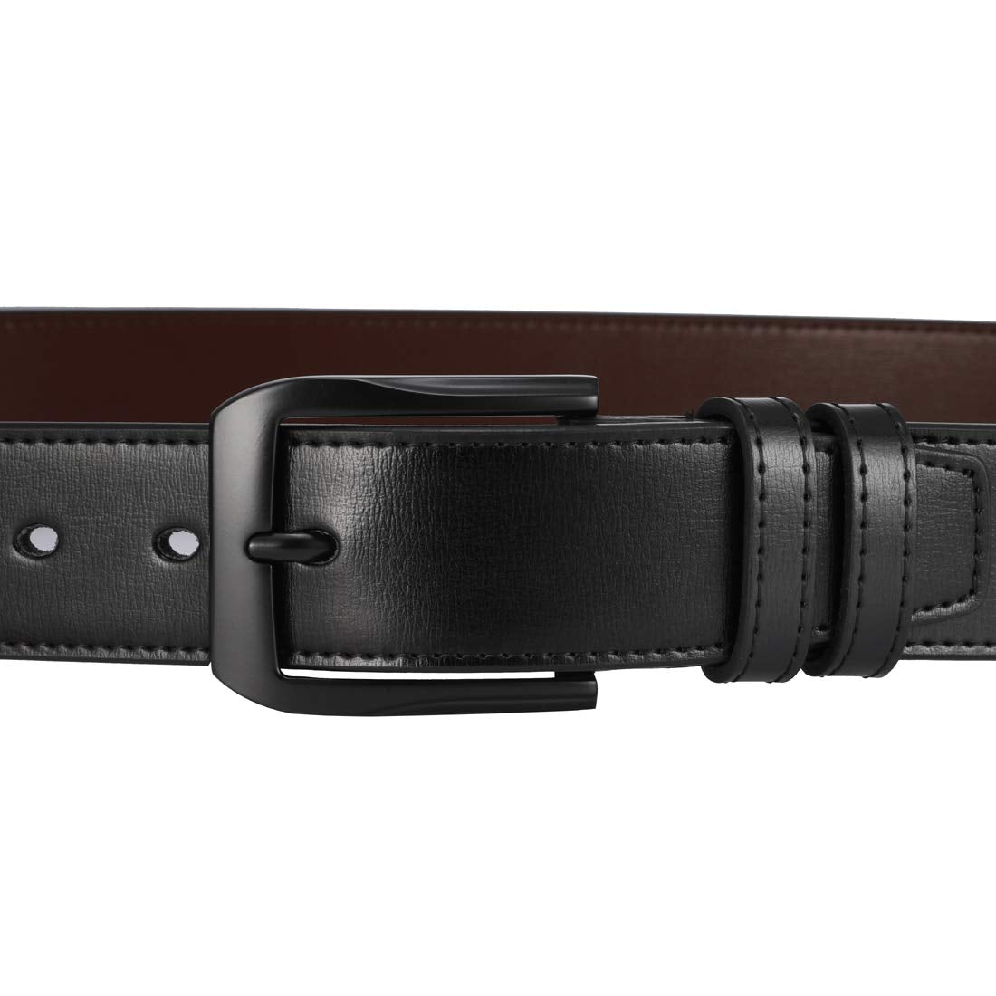beltox fine Men’s Casual Leather Jeans Belts 1 1/2” Wide 4MM Thick Alloy Prong Buckle Work Dress Belt for Men（Black Belt with Black Buckle，48-50）