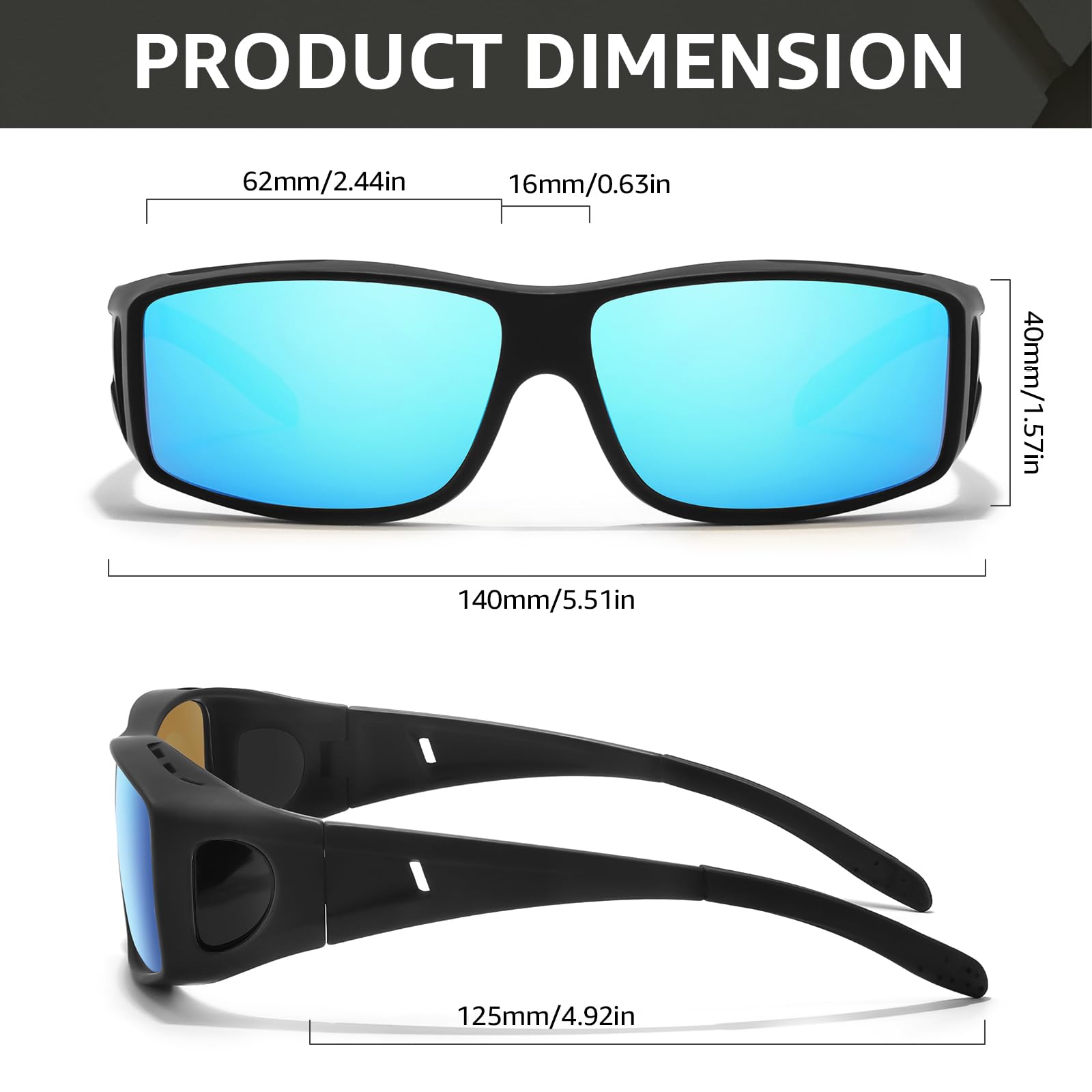 TJUTR Polarized Sunglasses Over Glasses for Women Men, UV Protection Shades Over Prescription Eyeglasses Sun Glasses
