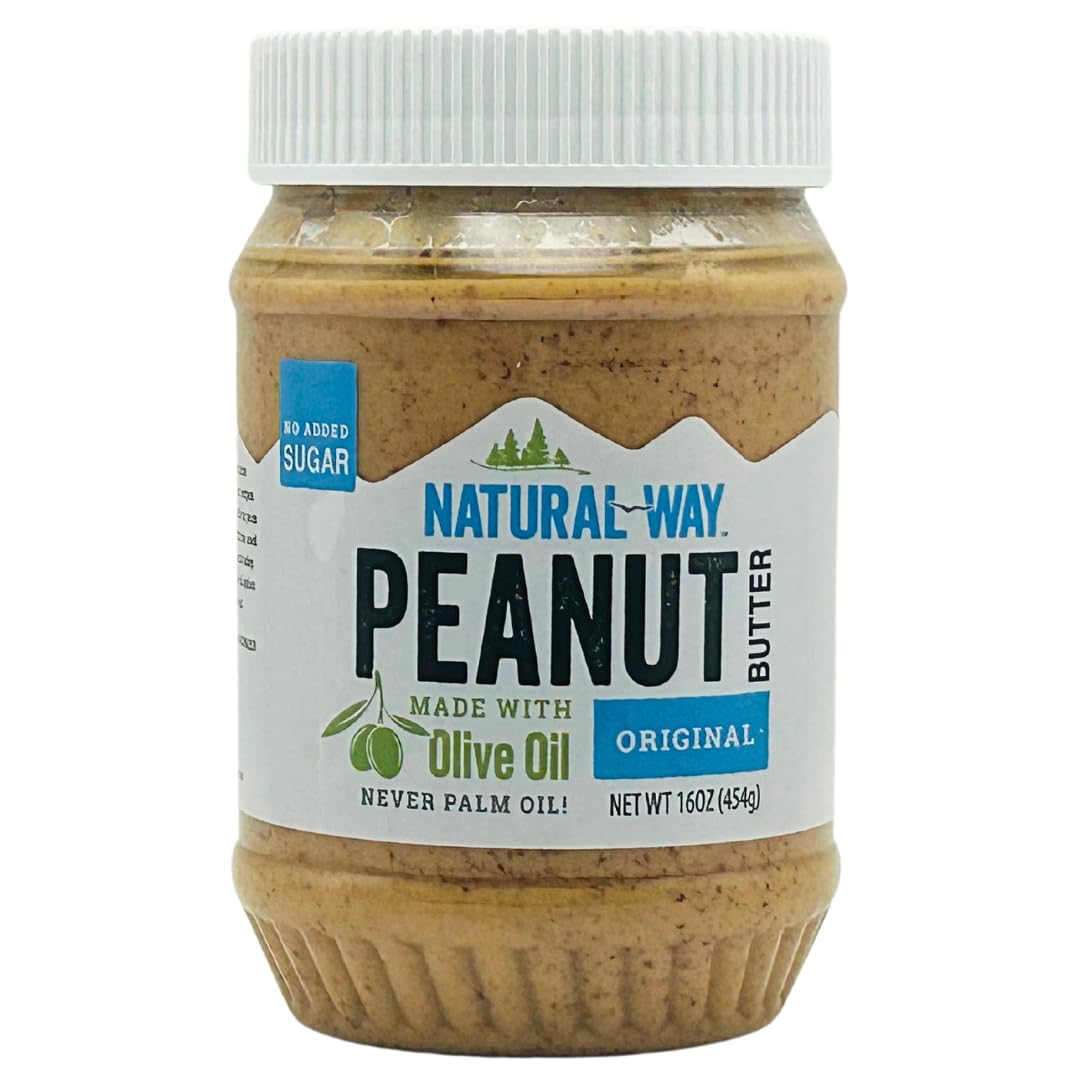 Natural Way Peanut Butter, Original, (1) 16 Ounce Jar - Made with Olive Oil, No Hydrogenated Oils, Non-GMO, Gluten Free