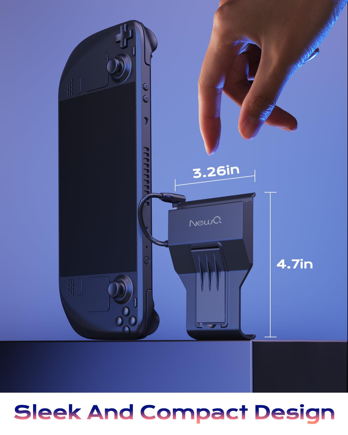 NewQ Portable Steam Deck Dock for Steam Deck/OLED, Stand Design USB C Hub with HDMI 4K@60Hz, 2 USB-A, PD-in 100W Max, Travel Steam Deck/Steam Deck OLED Accessories
