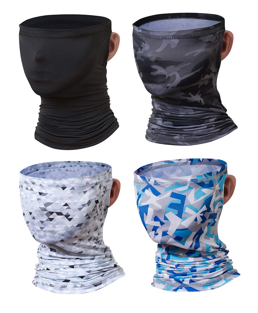 Face Mask Neck Gaiter Scarf Bandanas, UV Protection Windproof Dust-proof Headband Bandanna Balaclava for Cycling Hiking Fishing 4PCS