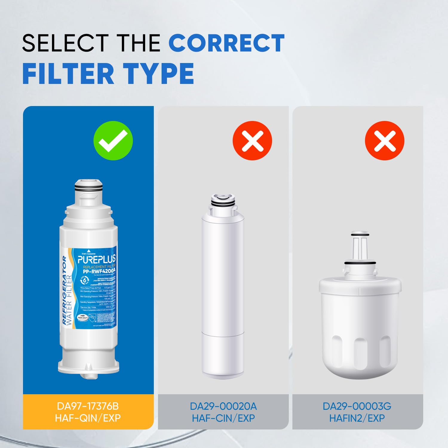 PUREPLUS DA97-17376B Water Filter Replacement for Samsung HAF-QIN, HAF-QIN/EXP, DA97-08006C, RF23M8070SG, RF23M8070SR, RF23M8090SG, RF23M8090SR, RF23M8570SR, RF23M8590SG Refrigerator, 2Pack