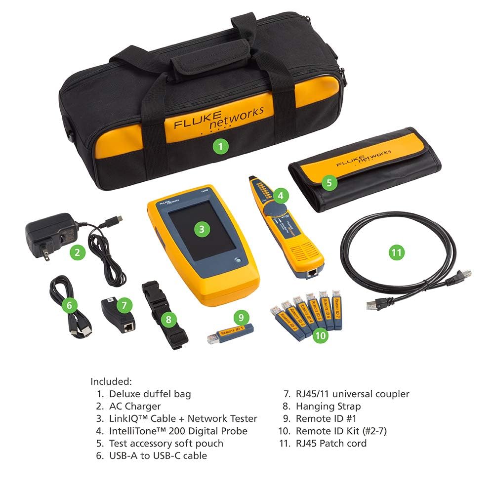 Fluke Networks LIQ-KIT LinkIQ Cable + Network Tester Kit, Black