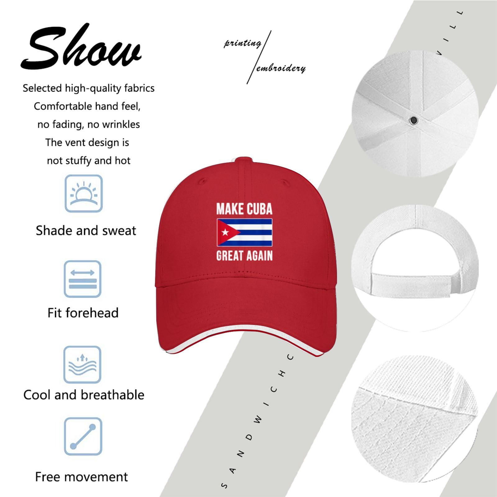 liabiliies Make Cuba Great Again Hat for Men Baseball Hats Funny Birthday Gifts for Men Red