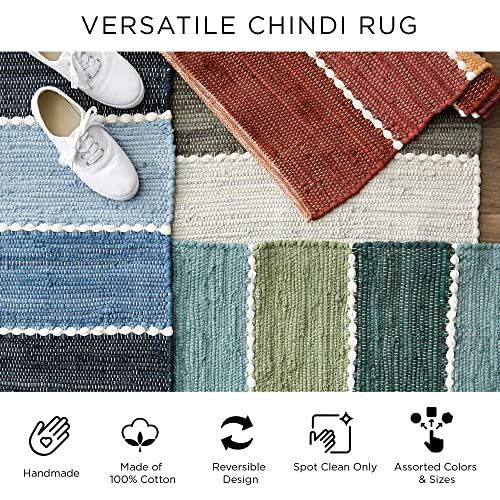 DII Chindi Home Collection Handwoven Multicolor Area Rag Rug, 3' Round with Fringe, Multi-Color