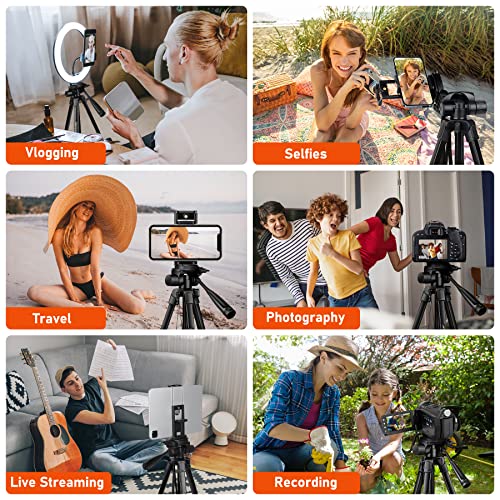 JOILCAN Camera Tripod, 68" Tablet Tripod Stand for Phone Cameras, Travel Tripod Compatible with iPad iPhone DSLR SLR Projector, Cell Phone Tripod Stand with Remote/Travel Bag / 2 in 1 Mount