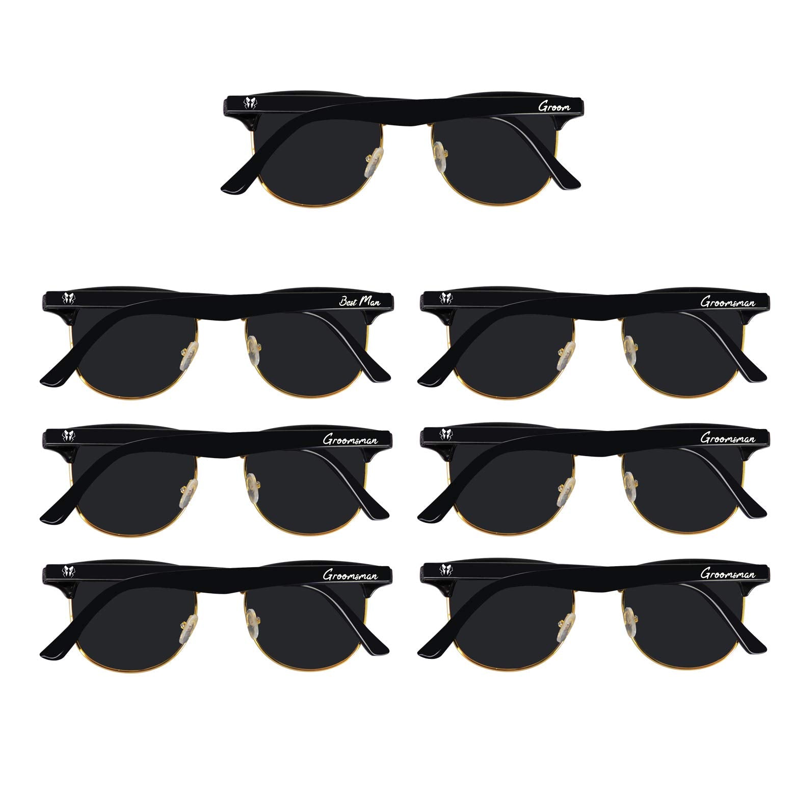 LADY&HOME Bachelor Party 7pcs Wedding Sunglasses for Groom, Best Man, Groomsmen Gifts Wedding Favor (Clubmaster)