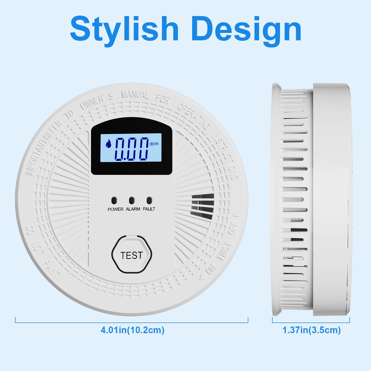 3 Pack Combination Photoelectric Smoke and Carbon Monoxide Alarm Detector with Digital Display; Battery-Operated Smoke Carbon Monoxide Alarm