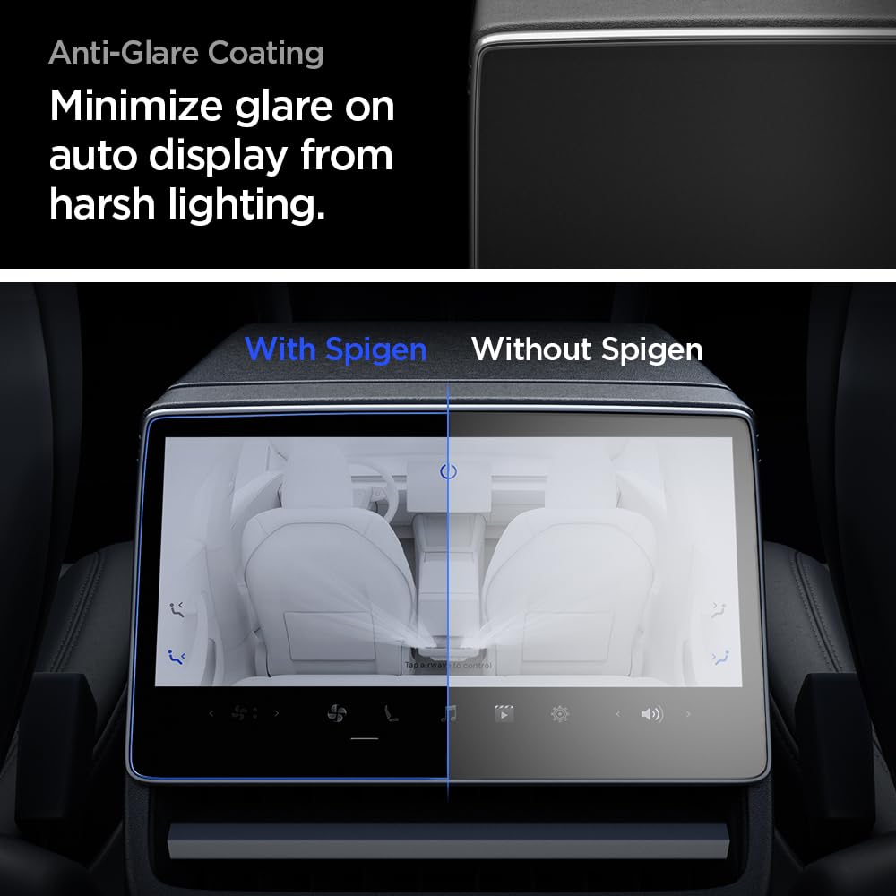 Spigen Tempered Glass Screen Protector [GlasTR Slim] designed for Tesla Model 3 (2024/2025/2026), Model Y Juniper (2025/2026) 8" Rear Touchscreen - Matte/Anti Finger Print
