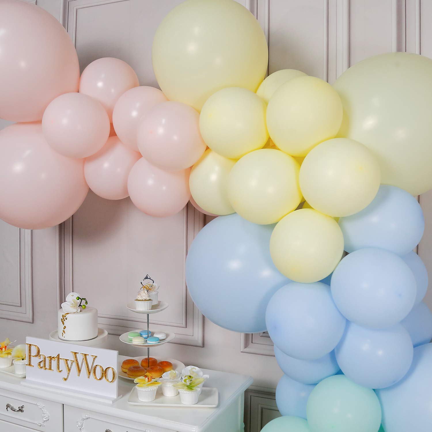 PartyWoo 48pcs Pastel Balloons, Pastel Pink, Blue, Yellow, Mint Green, Giant Balloons for Party Decorations