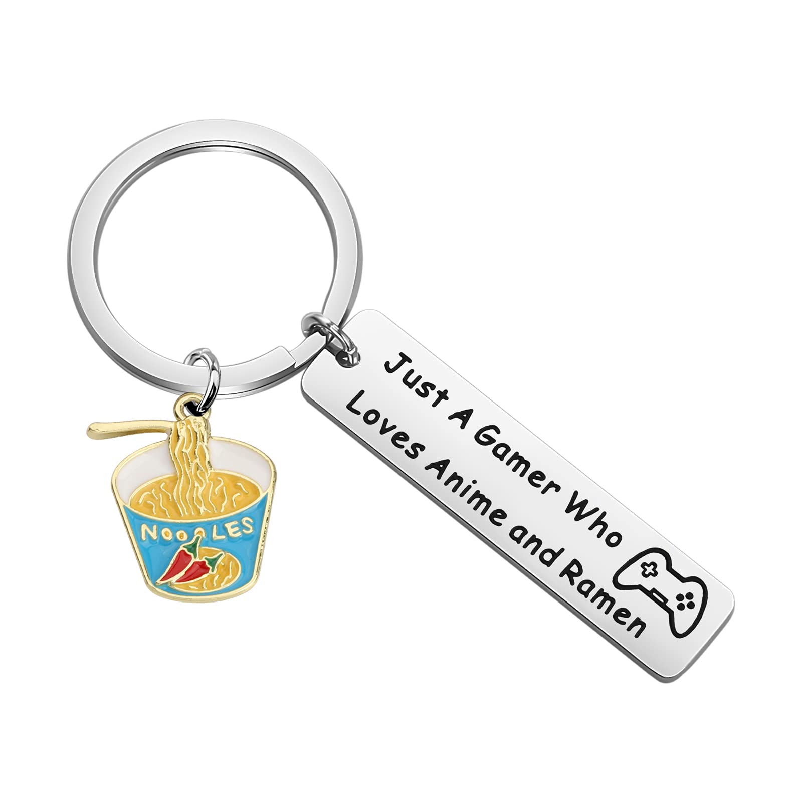 MYOSPARK Gamer Gift Anime Lovers Gift Just A Gamer Who Loves Anime And Ramen Keychain Game Lovers Gift Game Enthusiast Gift (Just A Gamer KC)