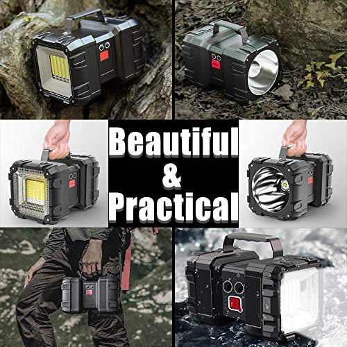AlpsWolf Rechargeable Flashlight, LED Spotlight Flashlight 10000 Capacity 1200LM 20h Ultra-Long Standby 3+4 Lights Modes Camping Flashlight Waterproof with USB Output as a Power Bank