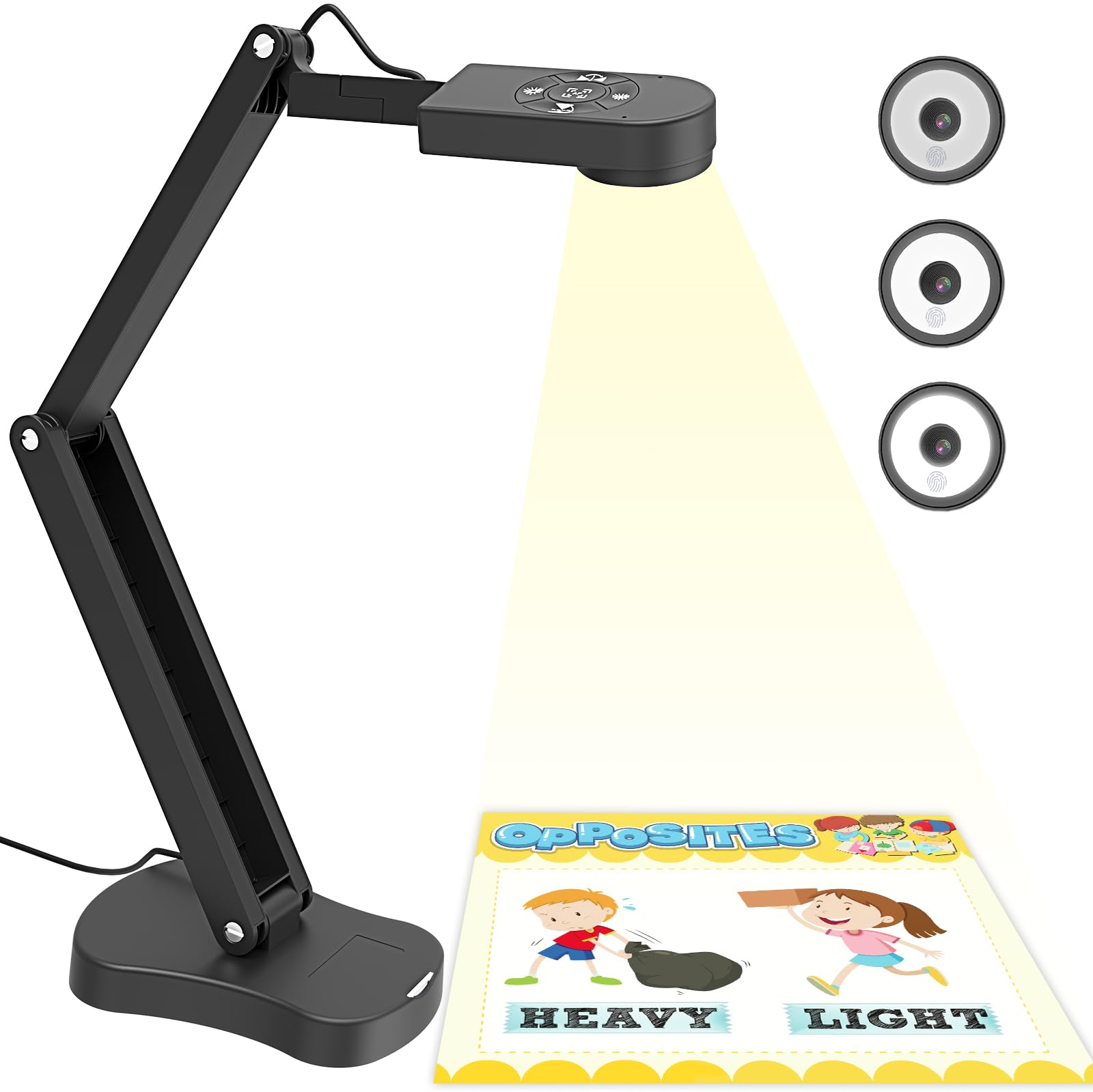 PAKOTOO 8MP USB Document Camera for Teachers and Classroom for A3 A4 Size with Dual Mic, 3-Level LED Light, Up and Down, Left and Right Image Inversion, for Distance Teaching & Learning