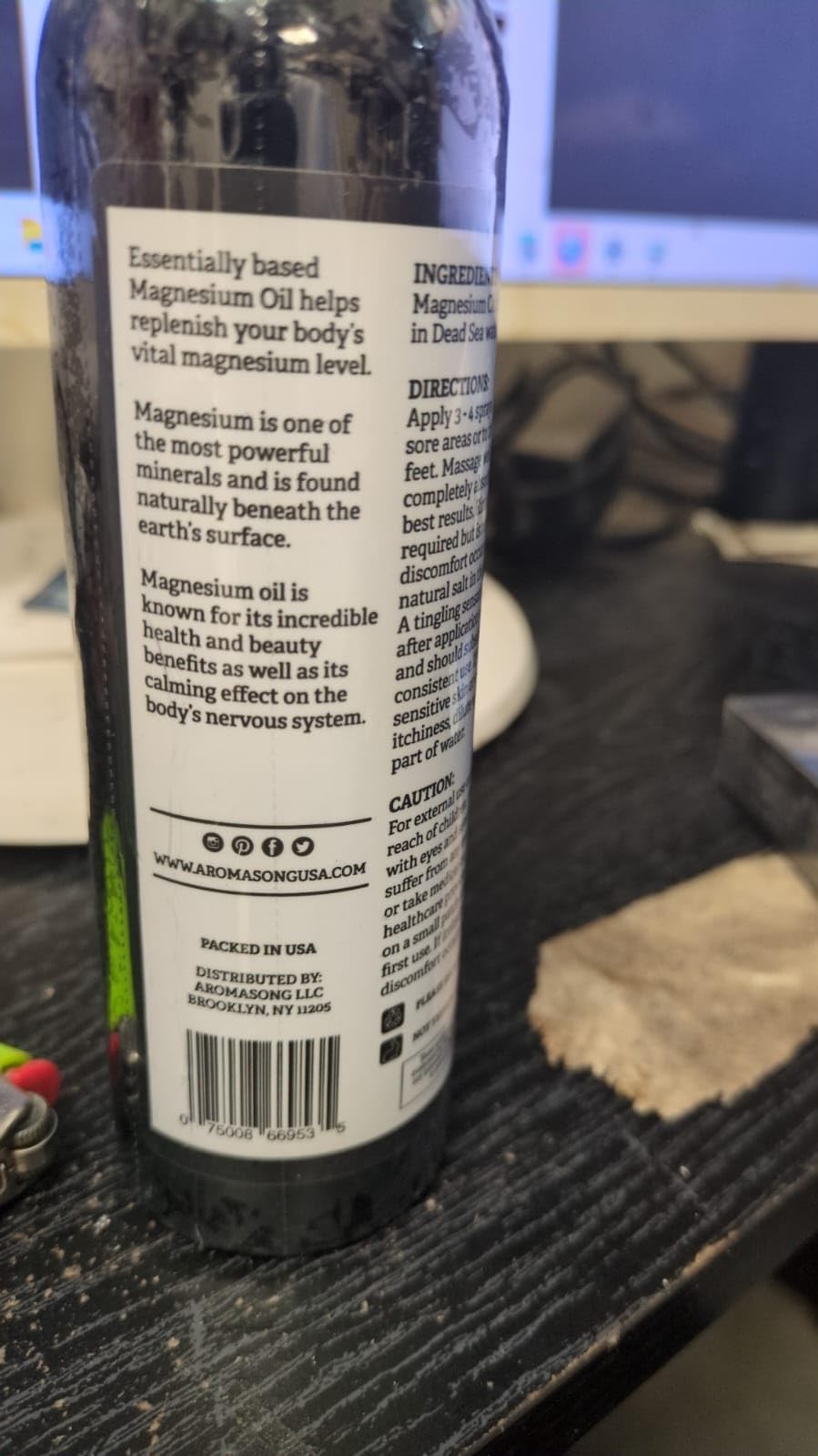Aromasong Magnesium Spray - Extra Strength (23mg in Each Spritz) 8 Oz, Natural and Pure Magnesium Oil Spray - Made in The USA - for Leg Discomfort and Promotes a Calm Sleep