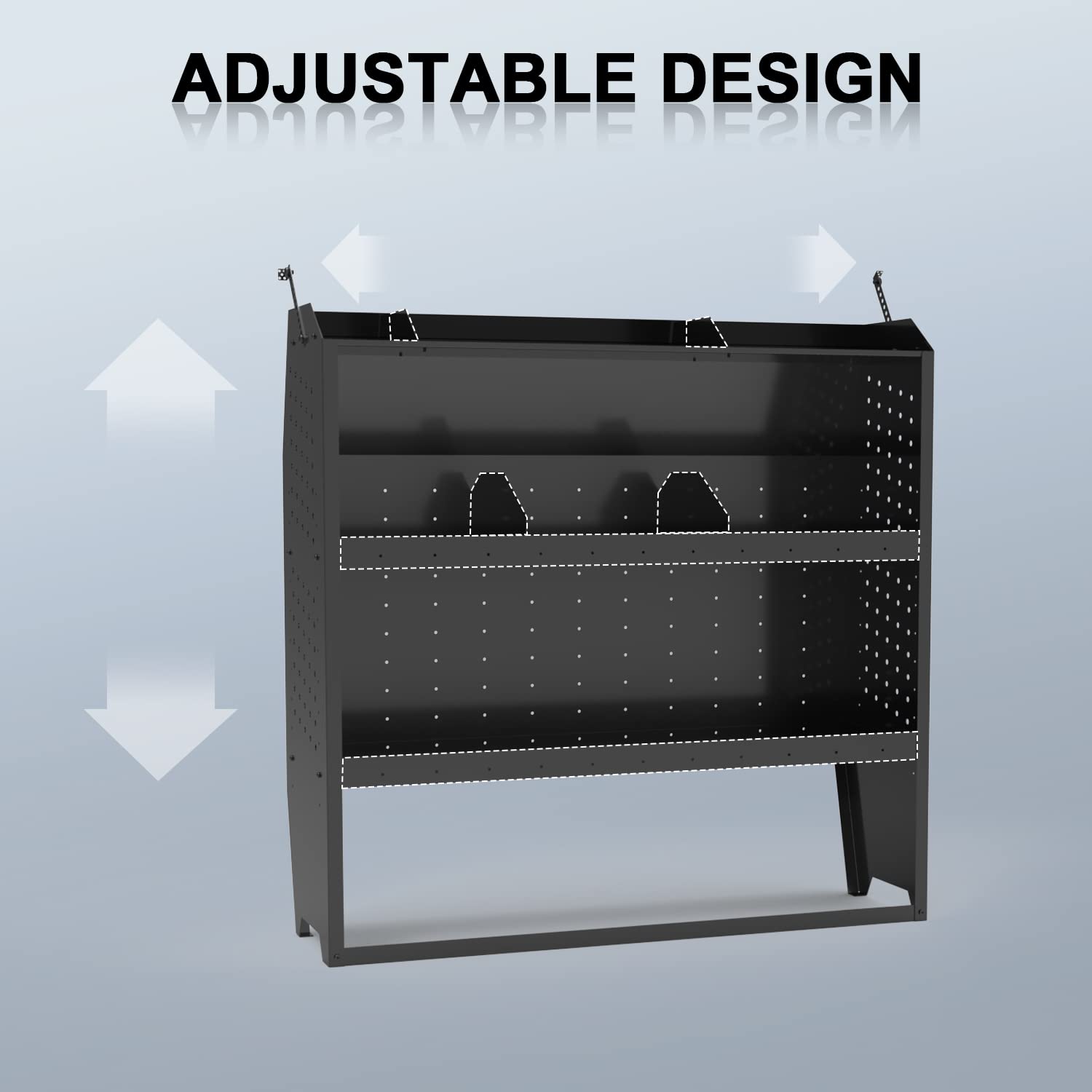 StarONE Cargo Van Shelving Storage Fit for Transit Connect 2014+,NV200,Chevy City Express, Promaster City w/Hooks,Black,Steel,42" W x 43" H x 13" D