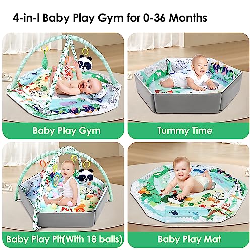 dearlomum Baby Play Mat Baby Gym,Funny Play Piano Tummy Time Baby Activity Mat with 5 Infant Sensory Baby Toys, Music and Lights Boy & Girl Gifts for Newborn Baby 0 to 3 6 9 12 Months (New Pink)