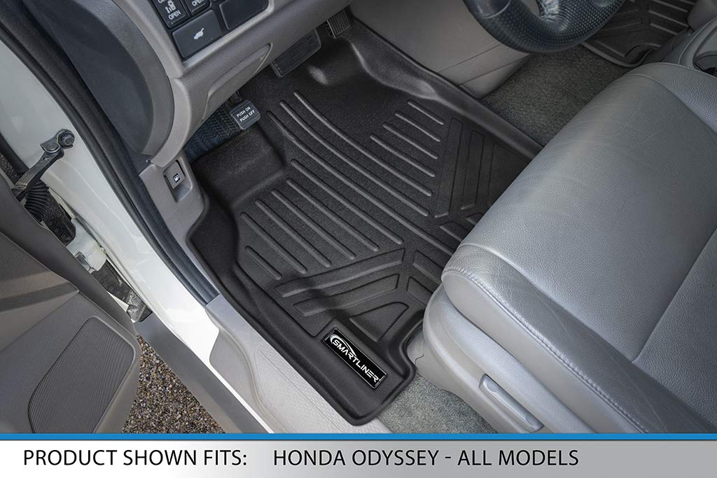 SMARTLINER Custom Fit Floor Mats 3 Row Liner Set Black Compatible with 2011-2017 Honda Odyssey - All Models