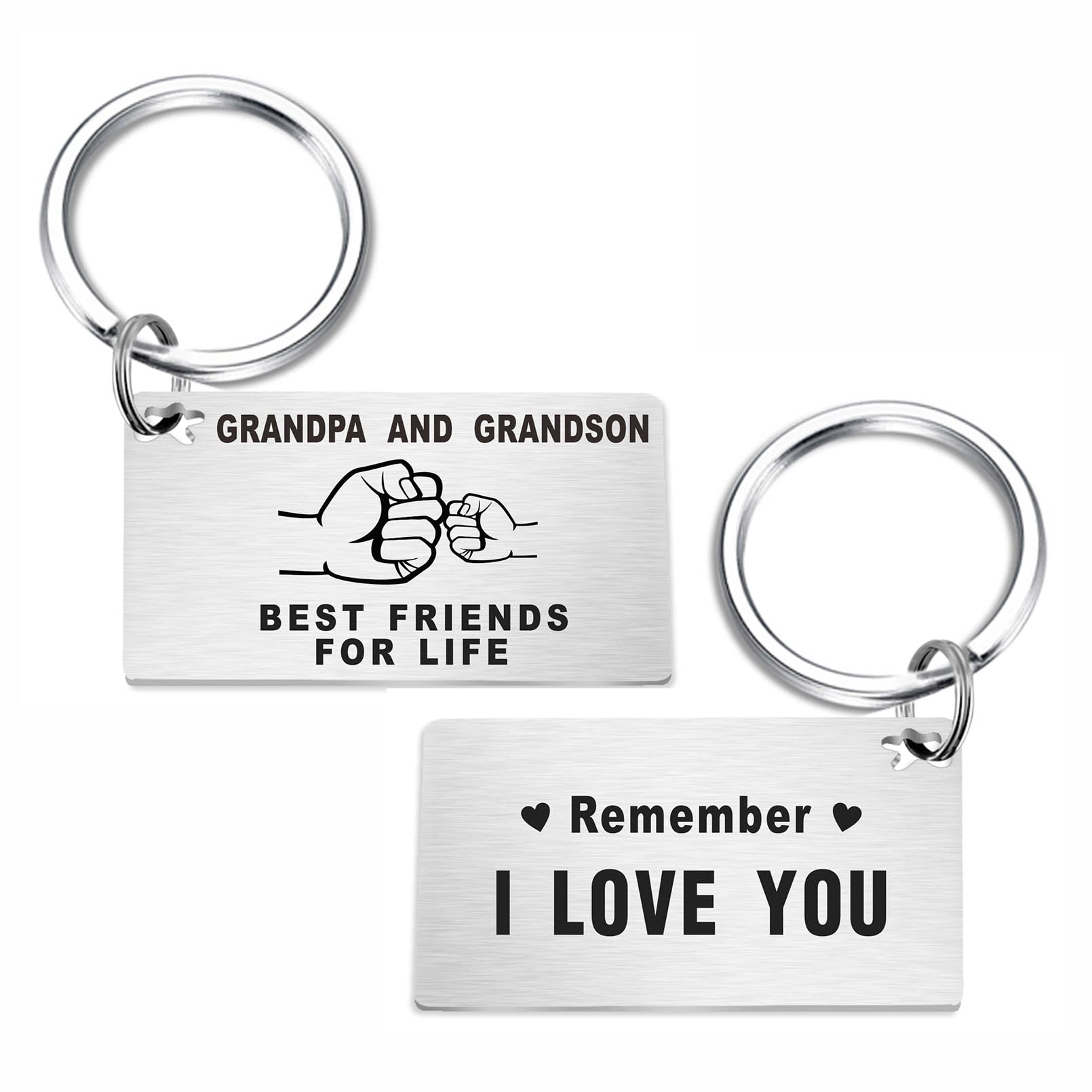 TGCNQ Fathers Day Grandpa Gift, Grandpa Gifts from Grandson, Remember I Love You Grandpa Keychain Key Chain Keyring, Grandpa Father's Day Birthday