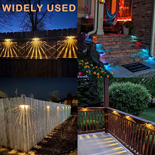 Solar Deck Lights, 6 Pack Waterproof LED Solar Lights Outdoor, Solar Step Lights Solar Fence Lights, Solar Lights for Outside, Garden, Patio, Stairs,Yard,10 Lumens, Warm White/Color Changing Lighting