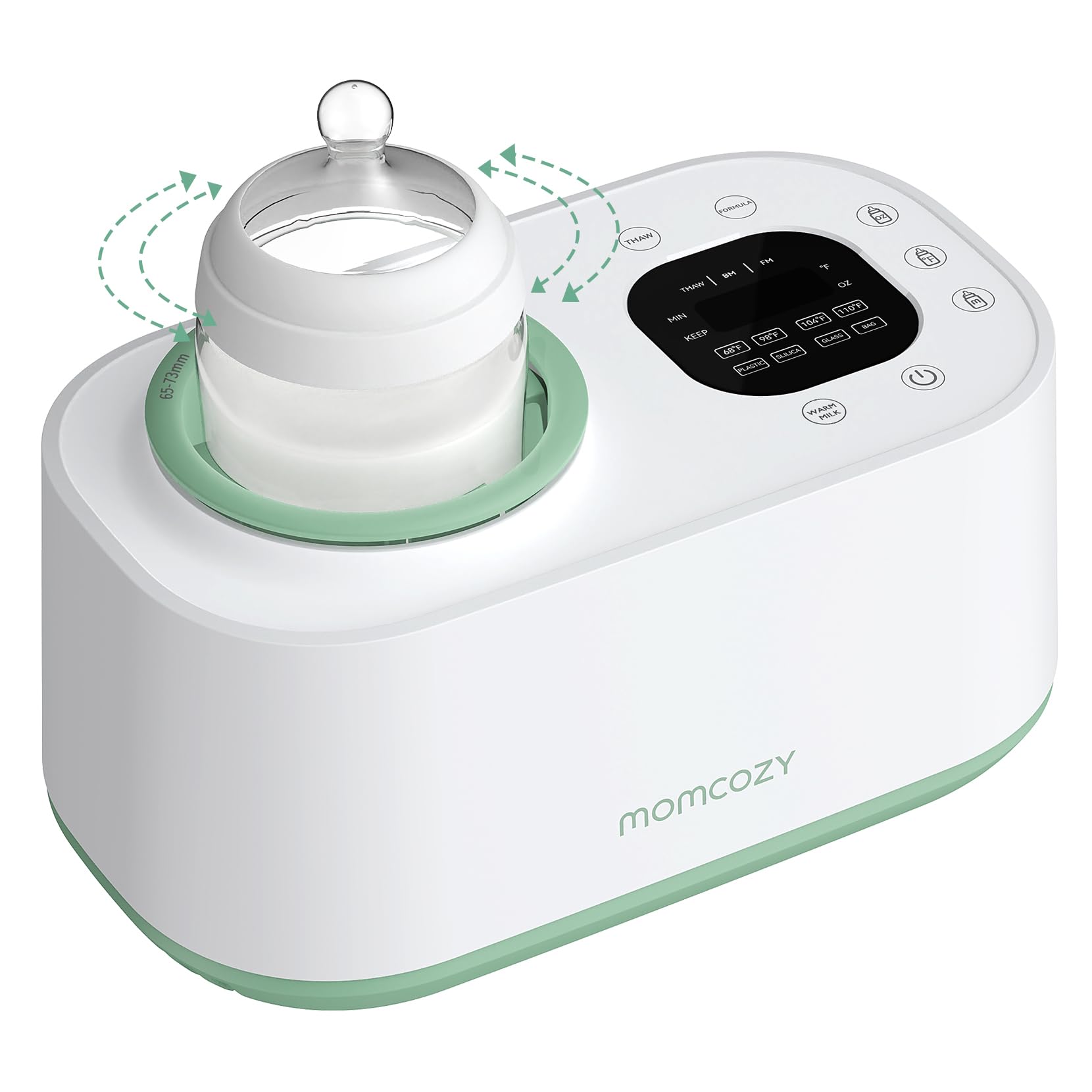 Momcozy Waterless Bottle Warmer with Shake Function - Safer for Baby, Wash Free, 4 Temp Settings, Surrounding Hot Air Heating Breastmilk Evenly to Ideal Temp - Baby Bottle Warmer for Safe Heating