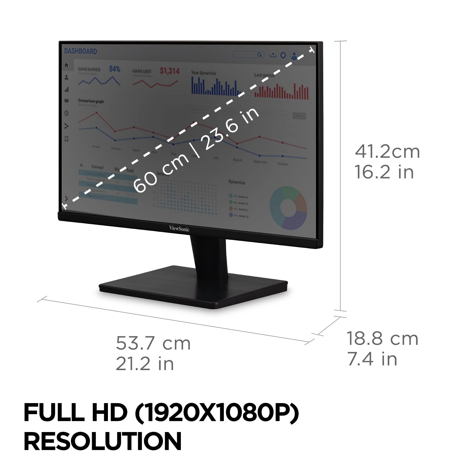 ViewSonic VS2447M 24 Inch 1080p Monitor with 75Hz, AMD FreeSync, Thin Bezels, Eye Care, HDMI, VGA Inputs for Gaming and Home Office,Black