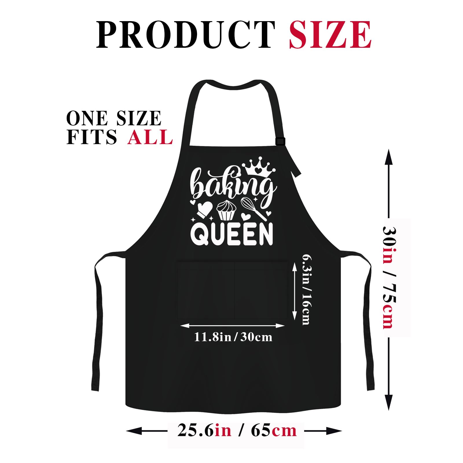 Jxubeuro Baking Queen,Funny Chef Apron,Funny Apron cooking for Women with 2 Tool Pockets,Adjustable Straps,Waterproof and OilProof,Cooking Baking Apron,Kitchen Gift for Women,Bake Lover Gift