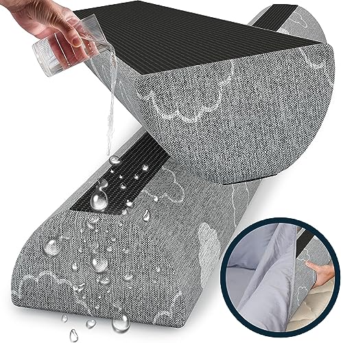 Bed Bumpers for Toddlers Memory Foam Rail Guards Waterproof Washable Dual Sided Non-Slip Soft Cover - Safety Guard Noodle Long Pillow Pads for King Queen Full Twin Beds (1 Pack)