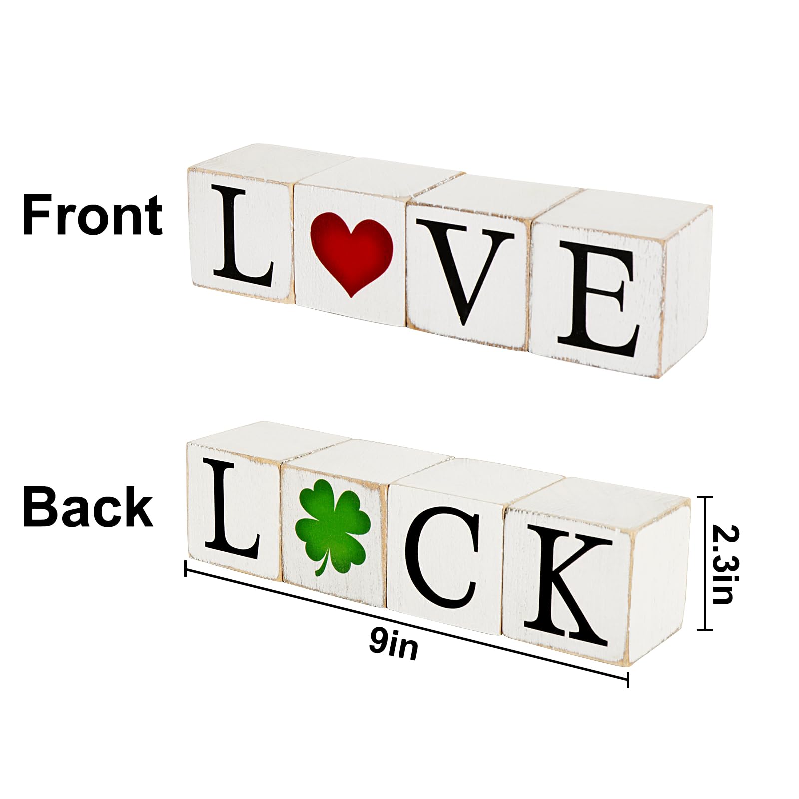 Pawliss Valentines/St. Patrick’s Day Decor, 4Pcs LOVE Valentines Day Decor Wooden Signs, Farmhouse Valentines Day Home Decor, Valentine's Day/St. Patrick’s Day Decorations for the Home Table Decor Valentines Day Gifts