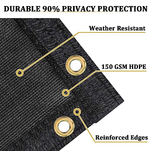 Shade&Beyond 6' X 141' Customized Size Privacy Screen Fence Black 170 GSM Fencing Mesh Shade Net Cover for Wall Garden Yard Backyard Indoor Outdoor Home Decoration, Black, FR10