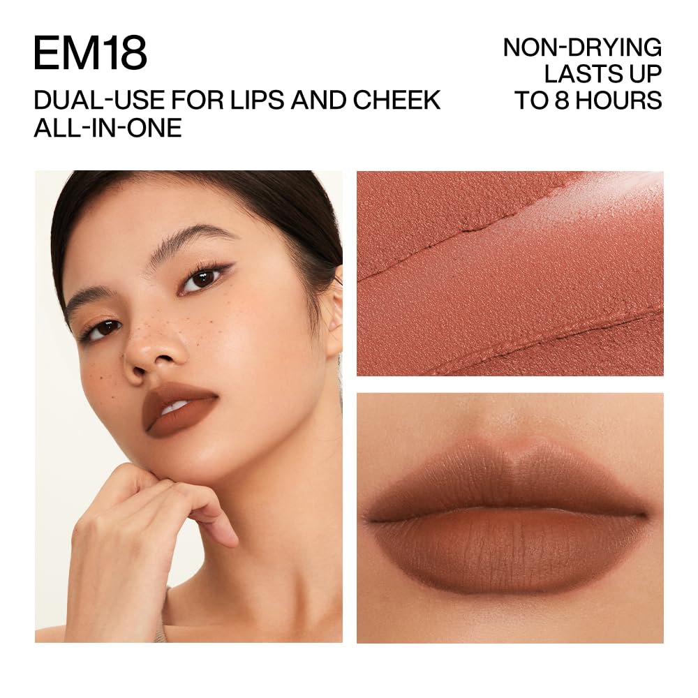 INTO YOU Matte Lipstick for Women, Matte Red Lipstick Long Lasting, Multi-Purpose for Lips and Cheek, Non-Stick Cup Not Fade Lip Stain Makeup Cosmetics Official Directly (EM18)