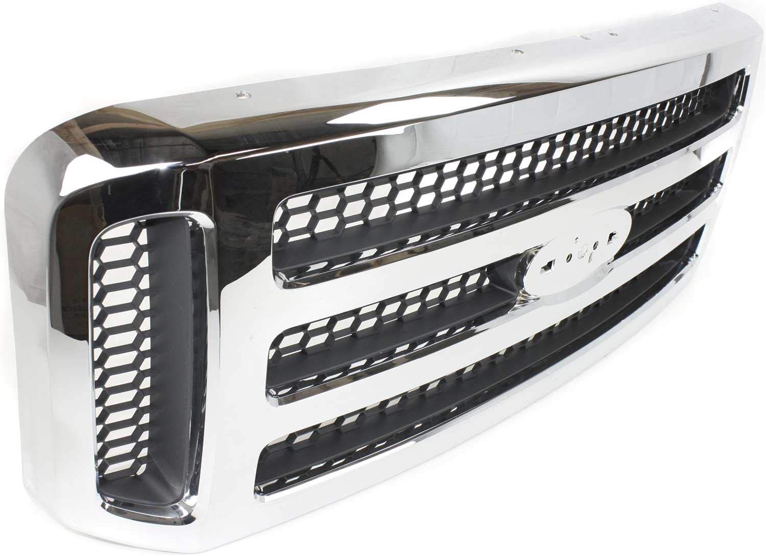 Evan Fischer Grille Assembly Compatible with 2005-2007 Ford F-250 F-350 F-450 F-550 Super Duty, Chrome Shell, Painted Gray Insert