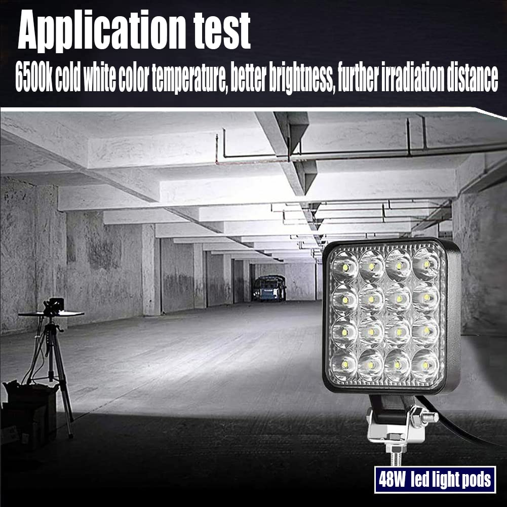 Led Light Bar, Turboo 10PCS 4inch 48W Led Work Light Square Spot Lights Off-road Lights Led lights for Trucks,Off-road Vehicle, ATV, SUV, UTV, 4WD, Jeep, Boat and More