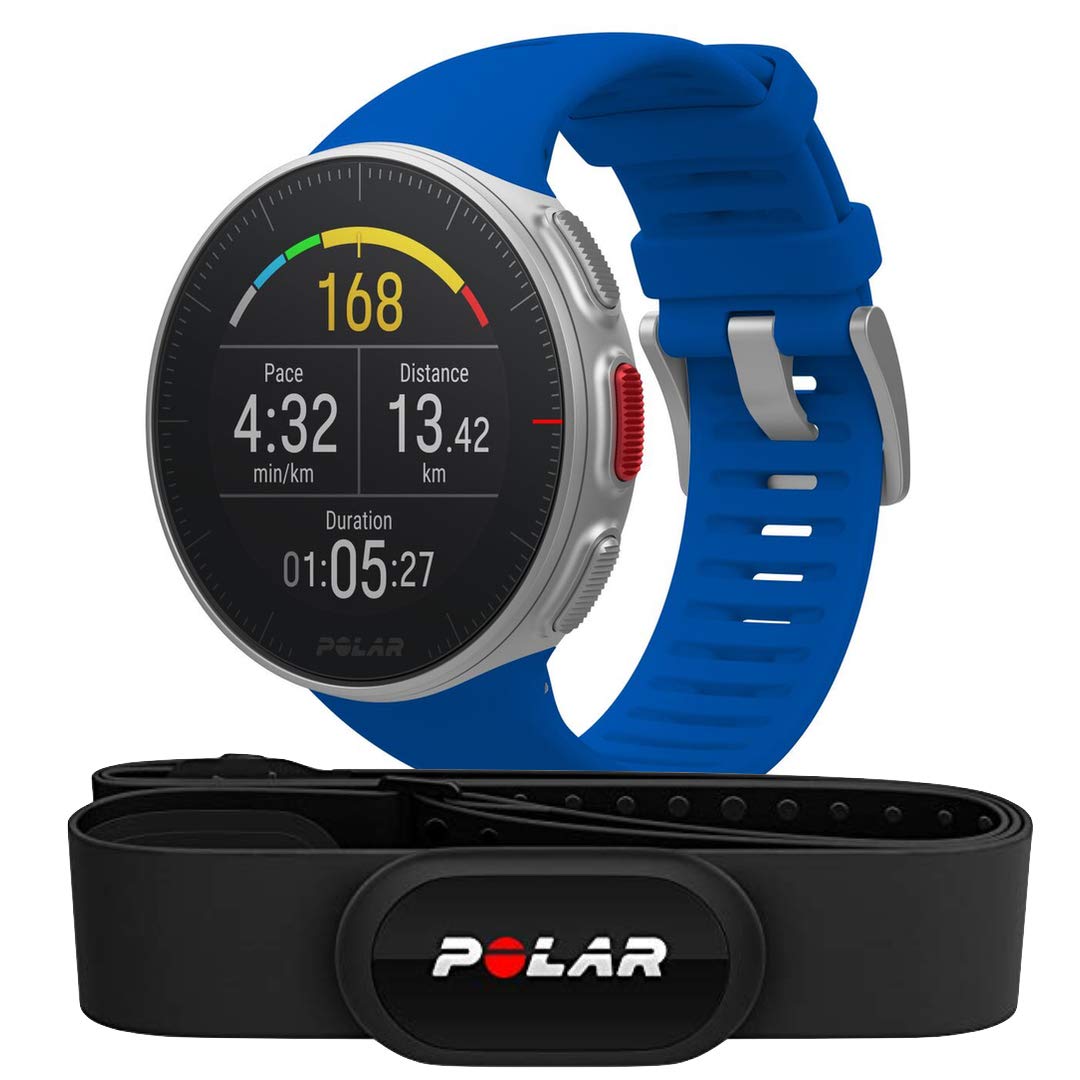 POLAR VANTAGE V – Premium GPS Multisport Watch for Multisport & Triathlon Training (Heart Rate Monitor, Running Power, Waterproof), Pro (Includes H10 HRM Chest Strap), Blue