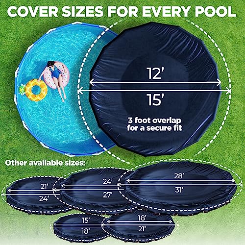 10 x 15 ft Oval Pool Covers for Above Ground Pools, Oval Winter Pool Cover, Swimming Pool Cover, Keeps Out Debris, Cold and UV Resistant, Supreme Mesh, Navy Blue